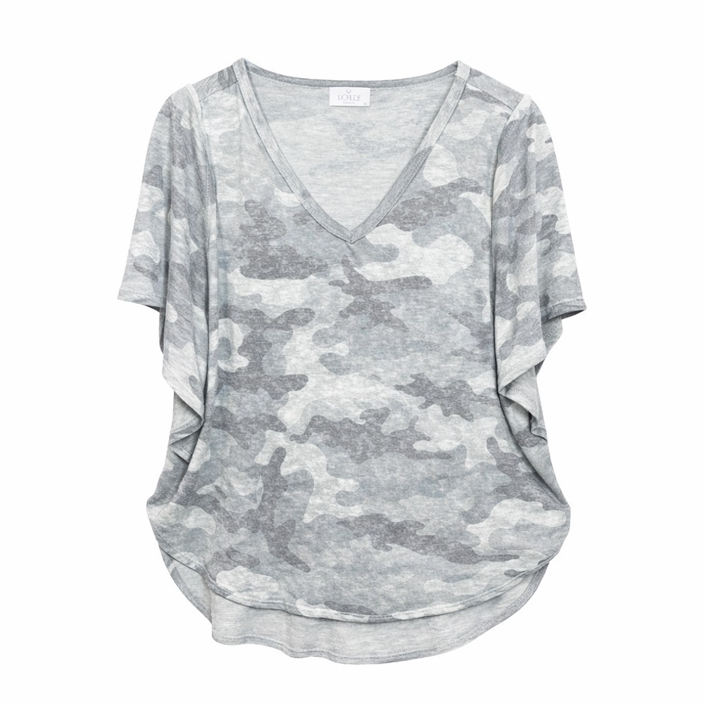 Hopely Gray Camo V-Neck Tee